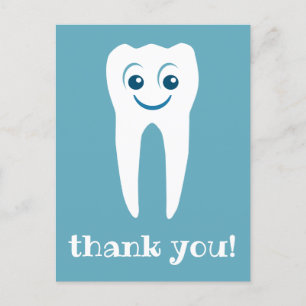 thank you dentist smiling tooth postcard briefkaart