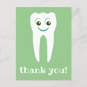 thank you dentist smiling tooth postcard briefkaart