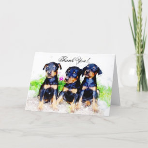 Thank You Doberman Pinscher pups greeting card Bedankkaart