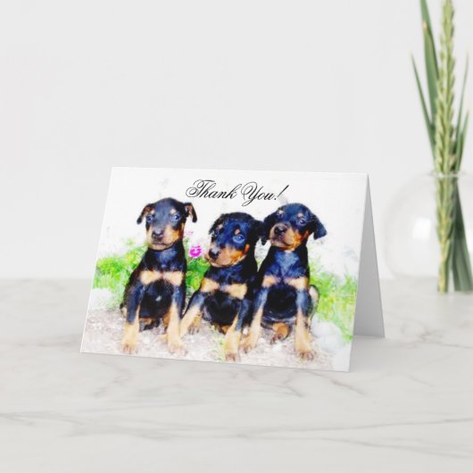Thank You Doberman Pinscher pups greeting card Bedankkaart (Voorkant)