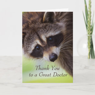 Thank You Doctor Cute Raccoon Animal Fun Bedankkaart
