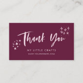 Thank You Doodle Stars Cranberry Small Business  Visitekaartje (Voorkant)
