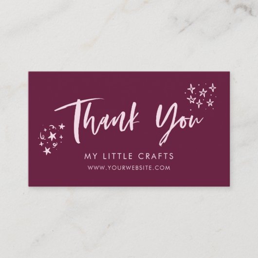 Thank You Doodle Stars Cranberry Small Business  Visitekaartje (Voorkant)