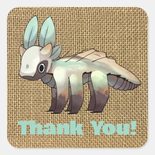 Thank You Dragon Vierkante Sticker (Voorkant)