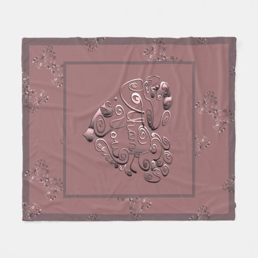 "Thank you" Dusty Rose Fleece Blanket (Voorkant (Horizontaal))