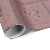"Thank You" Dusty Rose Heart Wrapping Paper Cadeaupapier (Rol Hoek)