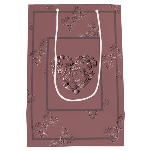 "Thank you" Dusty Rose Medium Cadeauzakje (Achterkant)
