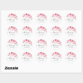 Thank you editable pink floral illustration ronde sticker (Vel)