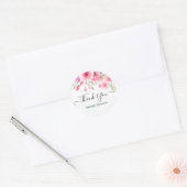Thank you editable pink floral illustration ronde sticker (Envelop)
