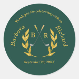 *Thank You Elegant Custom Golf Theme Wedding Ronde Sticker