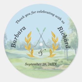 *Thank You Elegant Custom Golf Theme Wedding Ronde Sticker