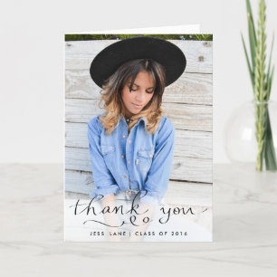 Thank You Elegant Handwritten Graduate Foto Bedankkaart