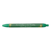 Thank You, Emerald Green & Gold Wedding  Zwarte Inkt Pen (Voorkant)