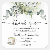 Thank You Eucalyptus Matcha Bridal Shower Vierkante Sticker (Voorkant)