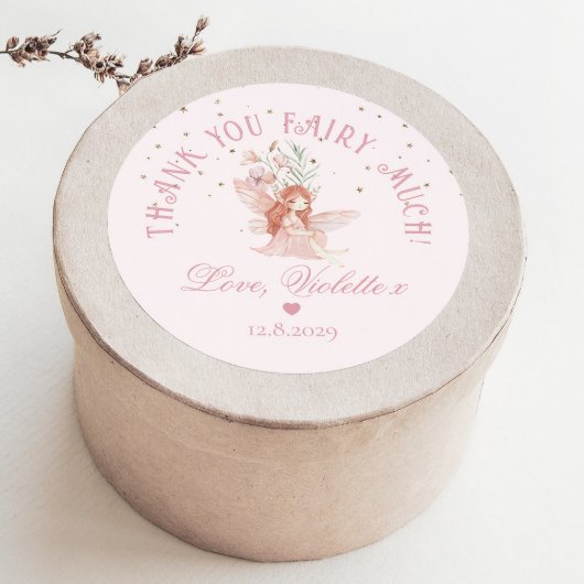 Thank you Fairy Much Fairy 1st Birthday Magical Ronde Sticker