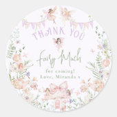 Thank you Fairy Much Fairy 1st Birthday Whimsical Ronde Sticker (Voorkant)