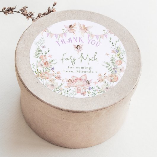Thank you Fairy Much Fairy 1st Birthday Whimsical Ronde Sticker