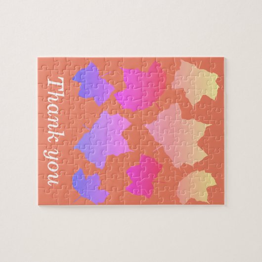 Thank You Fall Leaf Patterns Leaves Pink Orange Legpuzzel (Horizontaal)