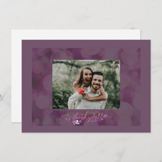 Thank You Fancy Script Photo Bubble Frame Card Bedankkaart (Voorkant / Achterkant)