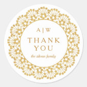 Thank you faux glitter Doily Round Sticker (Voorkant)