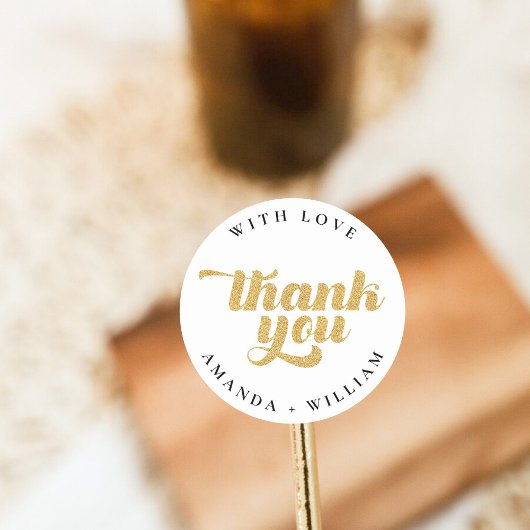 Thank You faux glitter Round Sticker