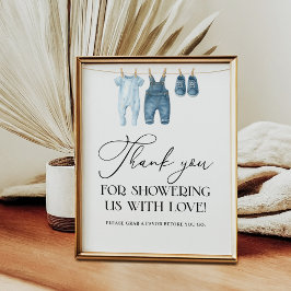Thank You Favor Denim Blue Jean Baby Shower Poster