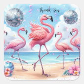Thank You Flamingo Beach Party Vierkante Sticker (Voorkant)