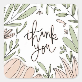 Thank you floral vierkante sticker