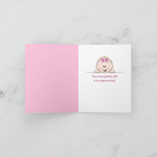 Thank you for Baby Girl gift Bedankkaart (Binnen)
