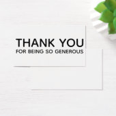 Thank You For Being So Generous Gift Insert Card Visitekaartjes (Bureau)