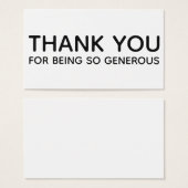 Thank You For Being So Generous Gift Insert Card Visitekaartjes (Voorkant /achterkant)