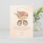 Thank you for coming card, rustic baby carriage bedankkaart (Staand voorkant)