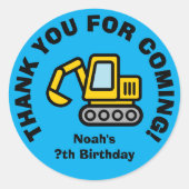 Thank you for coming construction theme Birthday Ronde Sticker (Voorkant)