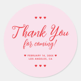 Thank You for Coming Galentine's Party Pink Ronde Sticker