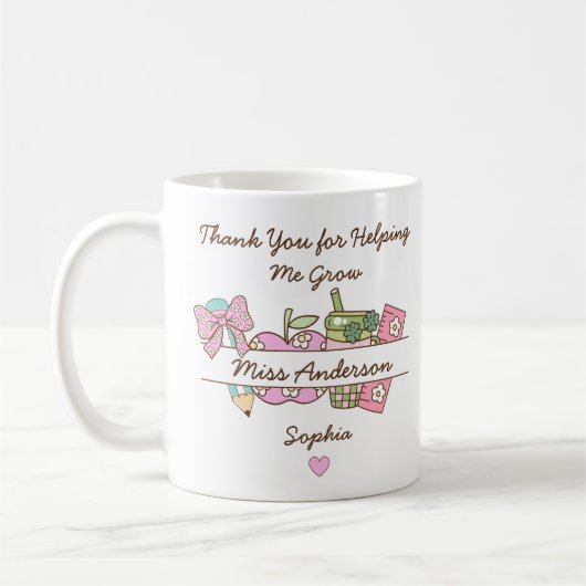 Thank You for Helping Me Grow Teacher Appreciation Koffiemok (Links)