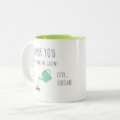 Thank you for Helping me Grow Watering Can Tweekleurige Koffiemok (Voorkant links)