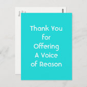 Thank You for Offering A Voice of Reason Briefkaart (Voorkant / Achterkant)