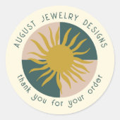 THANK YOU FOR ORDERING Sun Modern Cute CUSTOM Ronde Sticker (Voorkant)