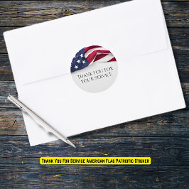Thank You For Service American Flag Patriotic Ronde Sticker