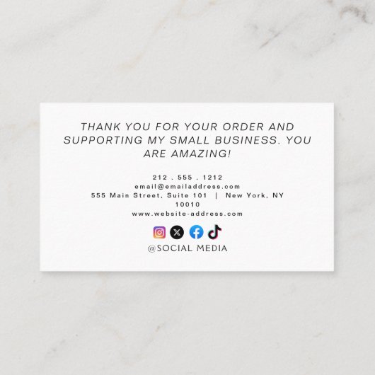  Thank You For Shopping  Visitekaartje (Achterkant)