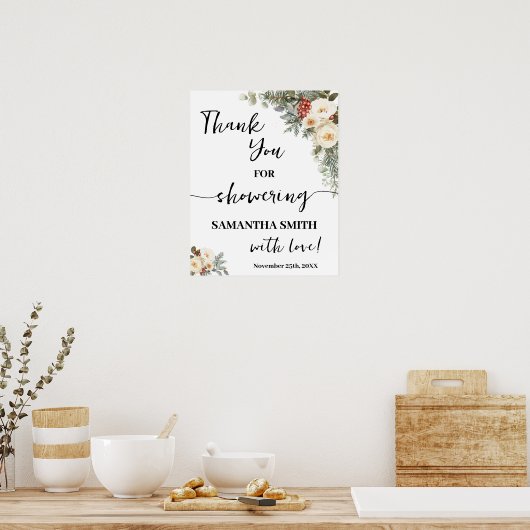Thank You for Showering Bride Winter Shower Poster (Keuken)