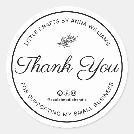 Thank You For Supporting My Small Business Ronde Sticker (Voorkant)