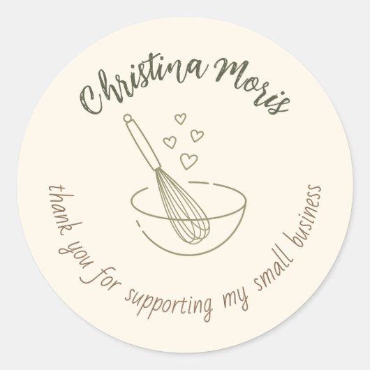 Thank You For Supporting my Small Vegan Bakery Ronde Sticker (Voorkant)