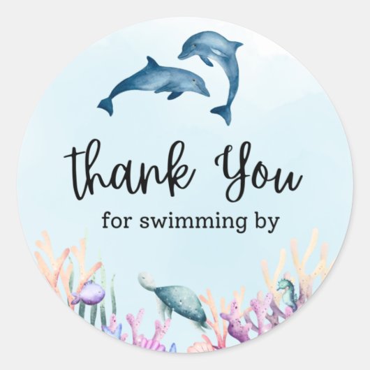 Thank You For Swimming By Sea Life Sticker (Voorkant)