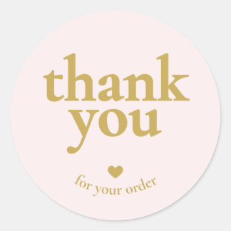 Thank You for Your Order Blush Pink Gold Ronde Sticker