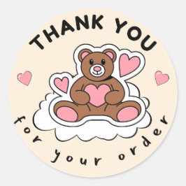 Thank You For Your Order Cute Bear Packaging Stick Ronde Sticker