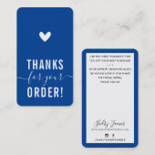 THANK YOU FOR YOUR ORDER insert modern royal blue Visitekaartje (Voorkant / Achterkant)