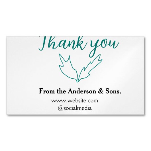 Thank you for your order leaf website company name magnetisch visitekaartje (Voorkant)