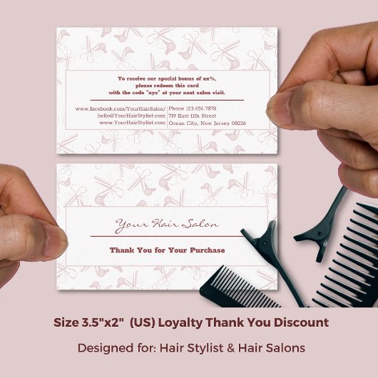 Thank You for Your Purchase Hair Salon White-Pink  Kortingskaartje