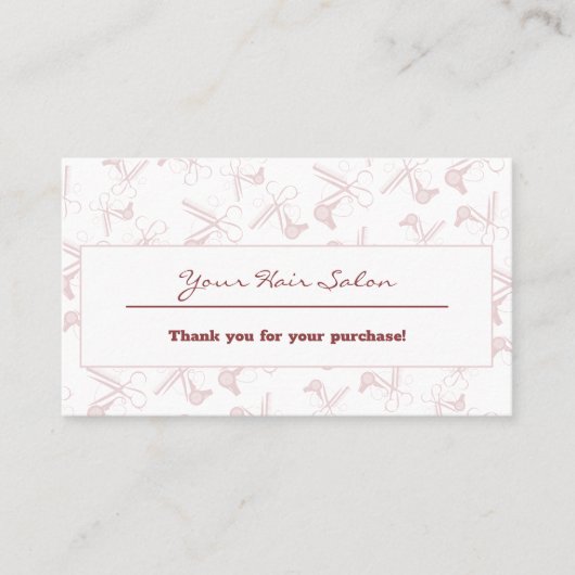 Thank You for Your Purchase Hair Salon White-Pink  Kortingskaartje (Voorkant)